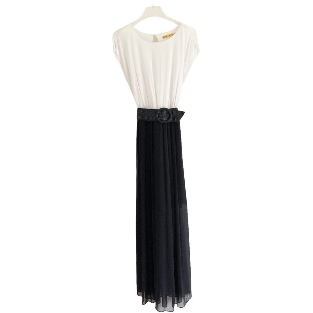 Alice & Olivia Black White Short Sleeve Maxi Dress Small - Picture 5 of 16